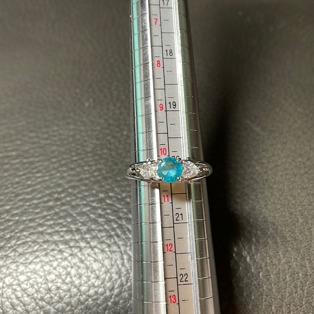 Blue and Clear CZ Ring